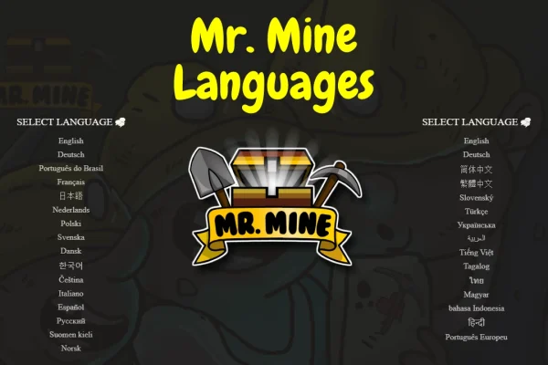 List of Supported Languages in Mr. Mine Idle by Playsaurus