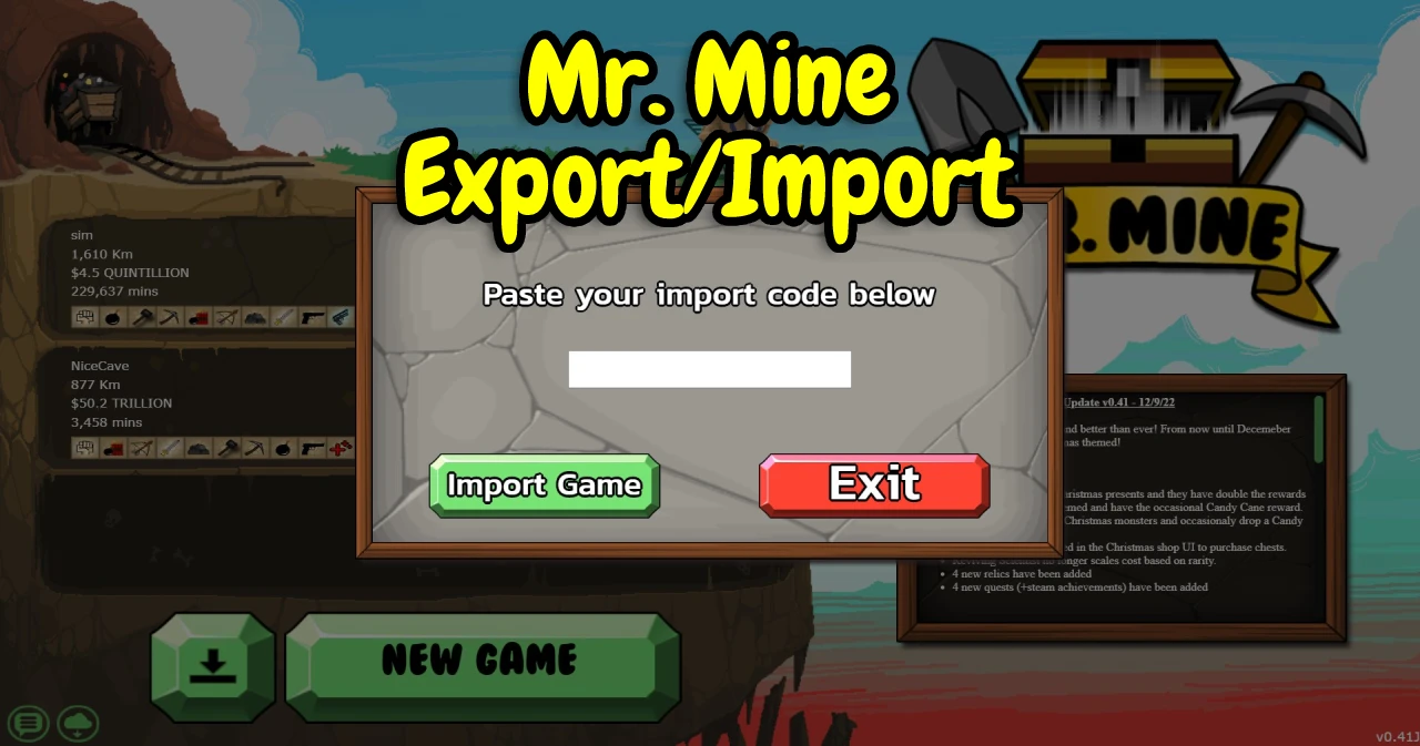 Mr. Mine Save Export and Import Step-by-Step Tutorial