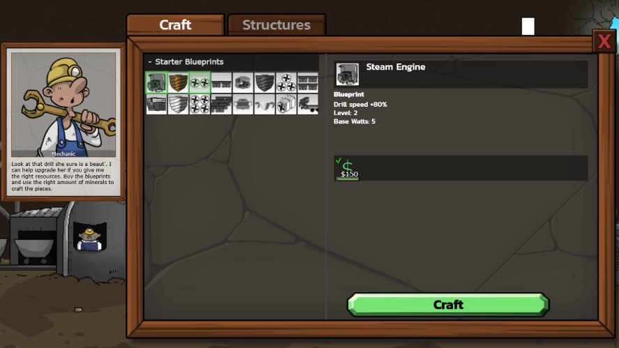 Drill blueprints in Mr. Mine