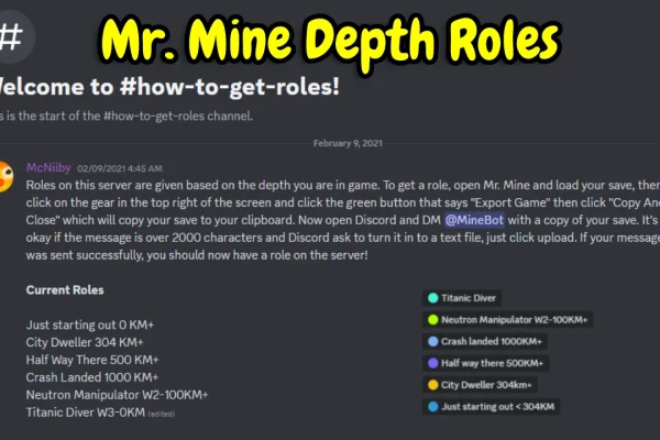 How to Get the Depth Roles in Mr. Mine Discord?