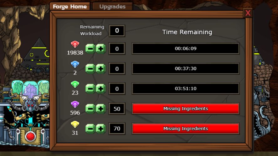 The Gem forge panel in the Underground city
