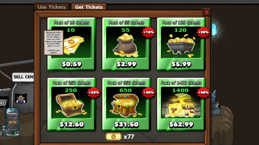 Mr. Mine with in-app purchases tickets