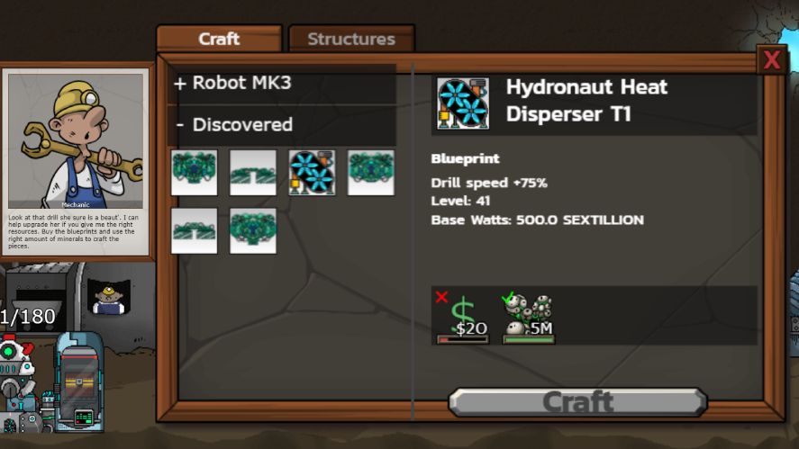 Upgrading drills in Mr. Mine