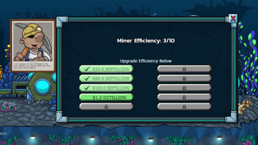 Upgrading miners in Mr. Mine
