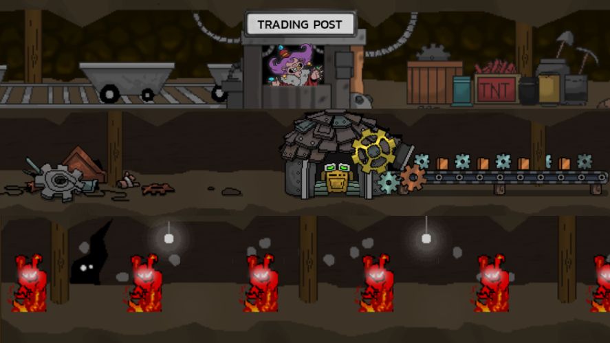Trading Post, Cave Building, and Golem
