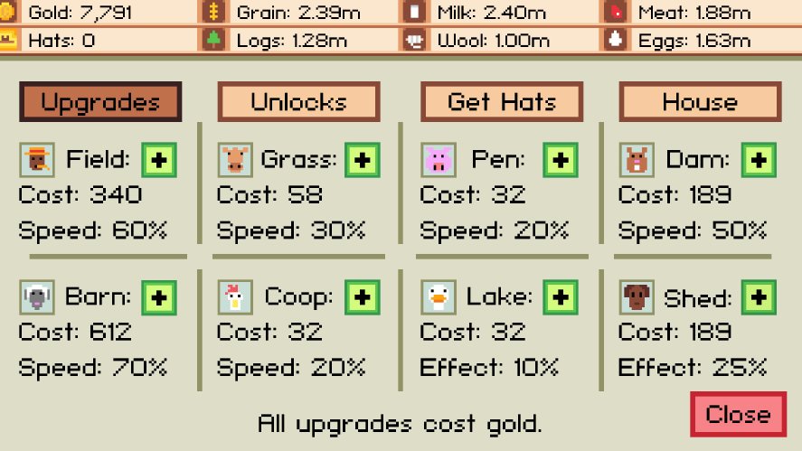 Upgrades and unlocks in Critter Clicker