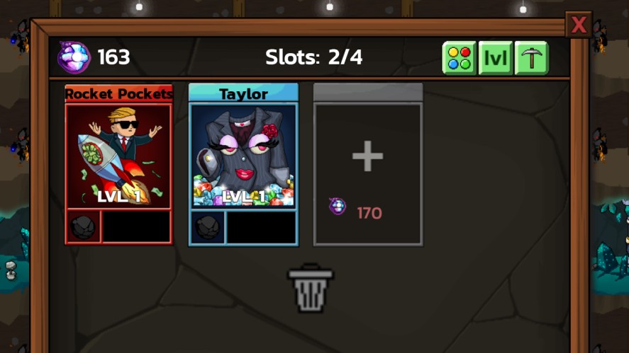 Two Super Miner slots in the Super Miner building