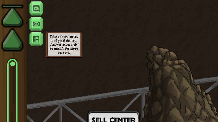 Mr. Mine's in-game surveys button's location