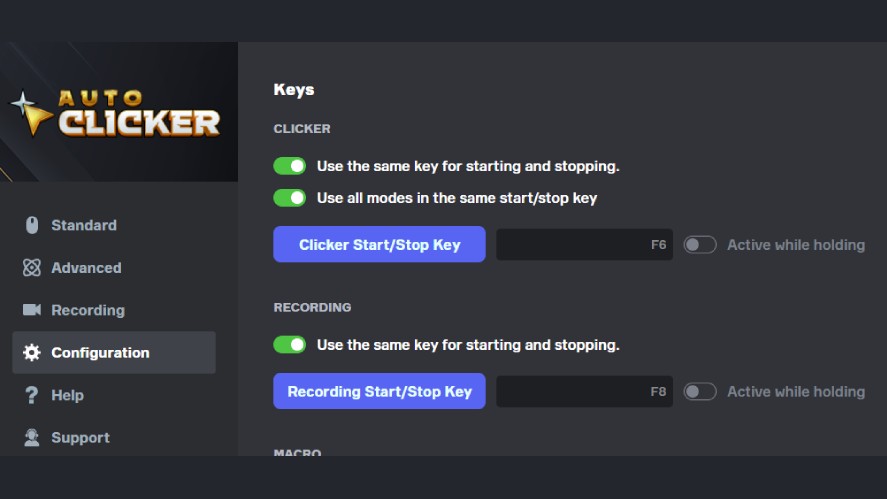 Set a hotkey to turn on/off auto clicker