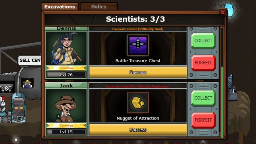 Relic hunt in Mr. Mine mining game
