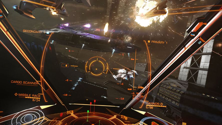 A main character is in the pilot seat shooting at other enemies