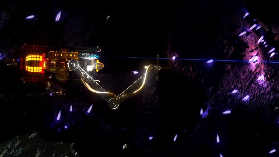 A space ship is shooting at asteroid to collect minerals