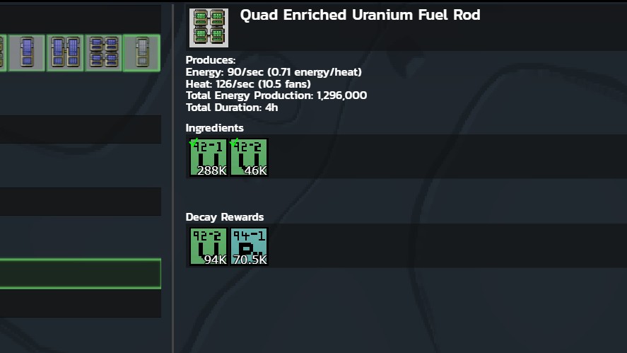 The isotopes needed when unlocking the Reactor