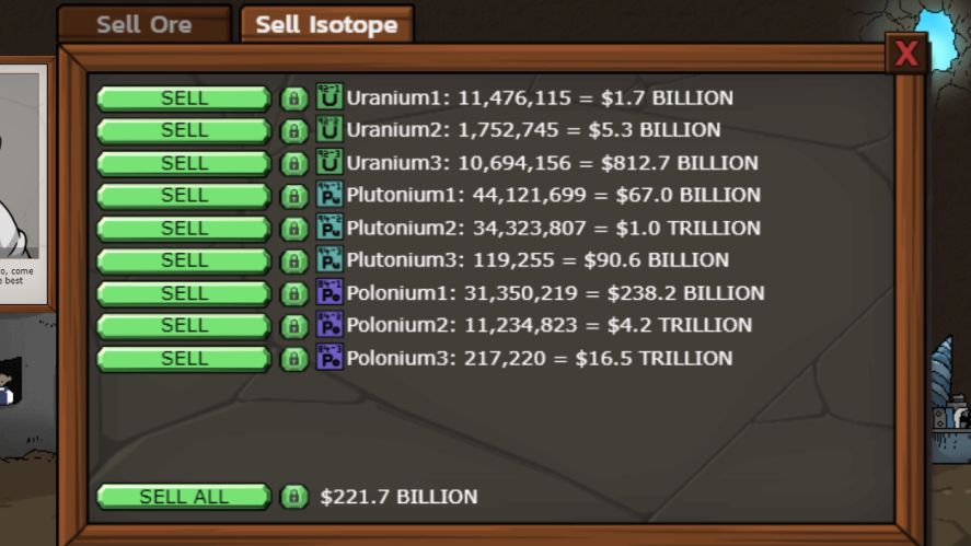 Selling Mr. Mine isotopes