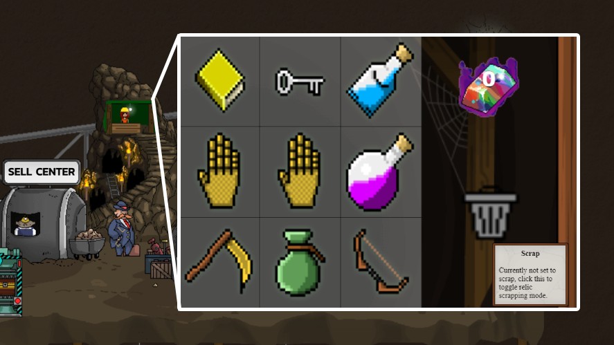 Steps to scrap relics in Mr. Mine