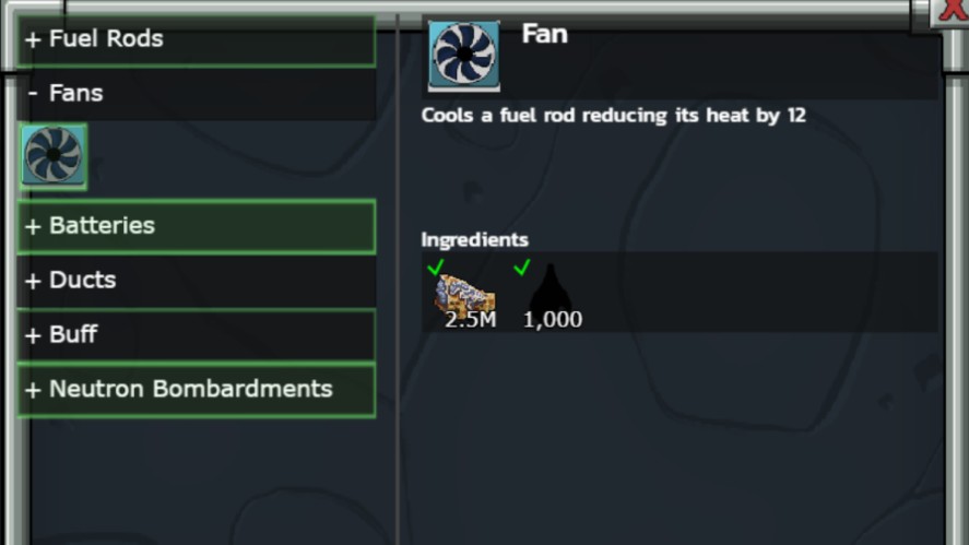 Fan Component in Mr. Mine Reactor