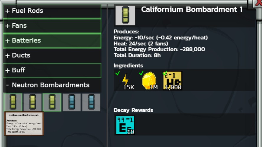 Californium Bombardment in Mr. Mine Reactor