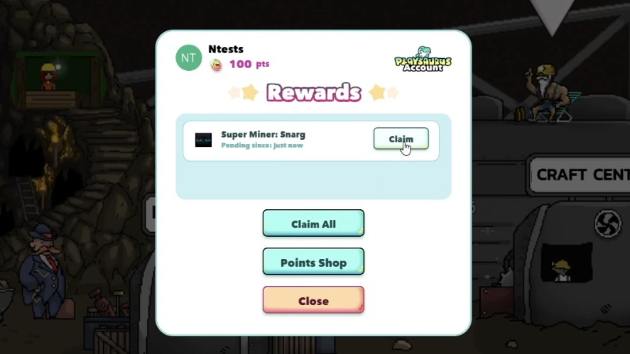 Claim your rewards in Mr. Mine