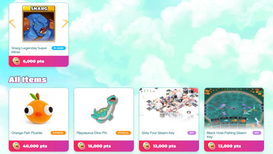 The Playsaurus Points shop