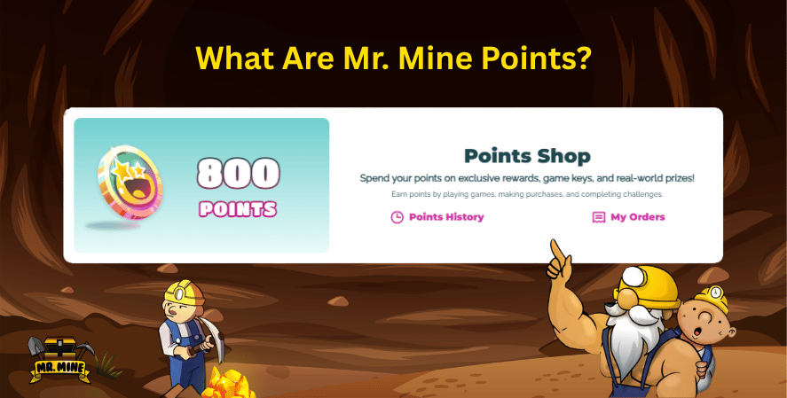 Alt text:
Mr. Mine Points overview showing the Points Shop and account reward system