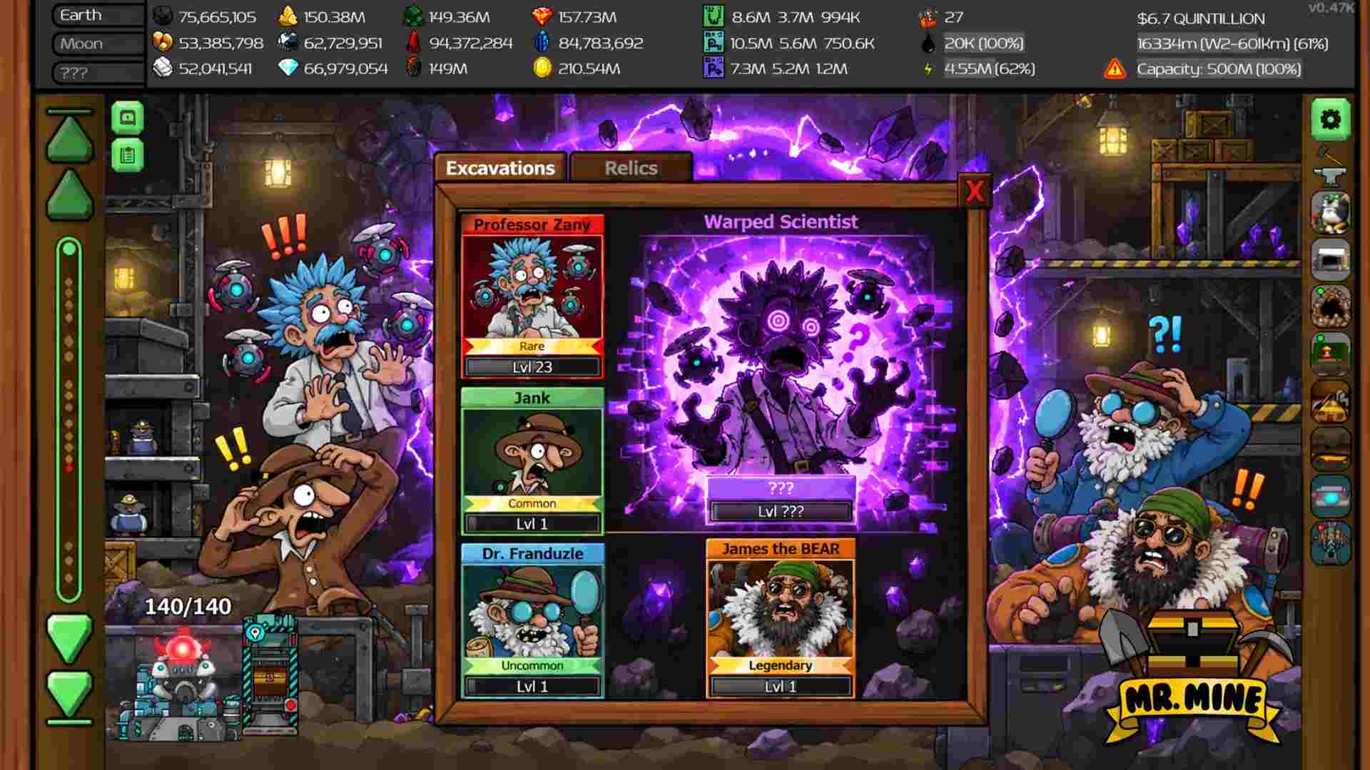 Mr. Mine Scientists react in shock as a Warped Scientist unexpectedly appears during late-game progression